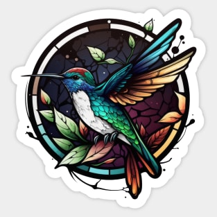 Hummingbird Bird Animal Portrait Stained Glass Wildlife Outdoors Adventure Sticker